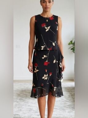 strapless open back dress Black White Polka Dot Red Rose Floral Print 3/4 Sleeve 50s Swing Dress –  Pretty Kitty Fashion main image 0